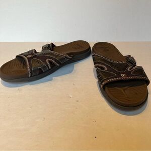 Coface Men's Sport Recovery Sandals Brown Slip on Size 14